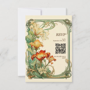 Cartons Réponse Code QR Vintage Art nouveau Art nouveau Botanique