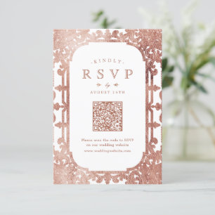 Cartons Réponse Code QR vintage rose Gold élégant orné romantique