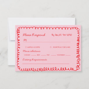 Cartons Réponse cœur fantaisiste dessiné à la main rose et rouge m