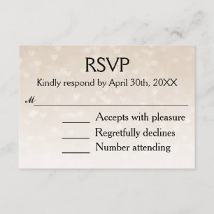 Cartons Réponse Coeurs dispersés Lumière Taupe Ombre Mariage