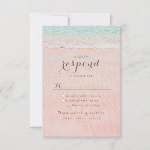Cartons Réponse Coeurs roses dans le mariage plage de destination 