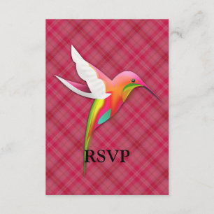 Cartons Réponse Colibri coloré avec le plaid rose vif