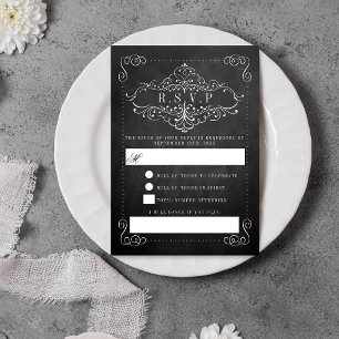 Cartons Réponse Collection de Mariages Ornate Chalkboard