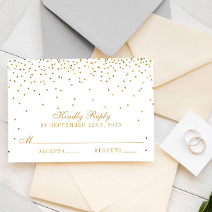 Cartons Réponse Collection Vintage de Mariage Glam Gold Confetti