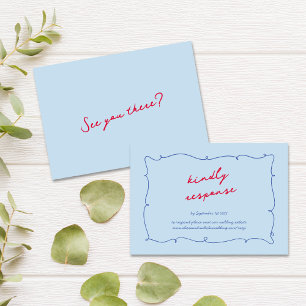 Cartons Réponse Colorful Whimsical Wavy Border & Script Mariage
