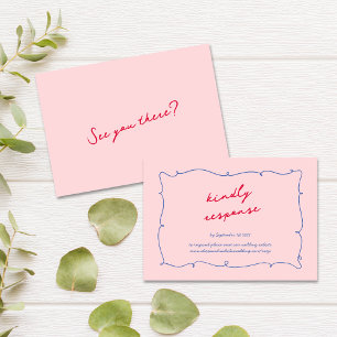 Cartons Réponse Colorful Whimsical Wavy Border & Script Mariage