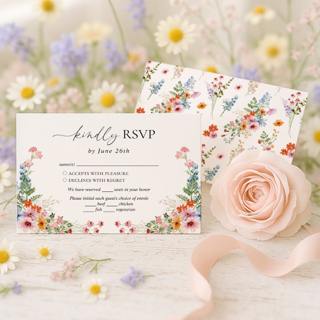 Cartons Réponse Colorful Wildflower Meadow Wedding (Créateur téléchargé)