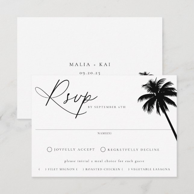 Cartons Réponse Contemporain Coastal Chic Meice Choice Mariage (Devant / Derrière)
