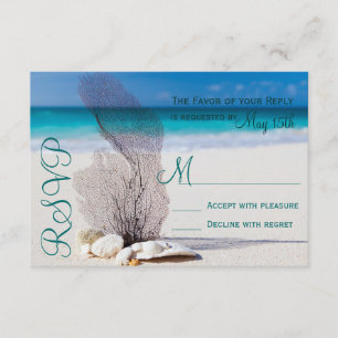 Cartons Réponse Coquillages de plage Sable Destination Mariage RSV