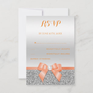 Cartons Réponse Corail romantique Bow & Silver Parties scintillant