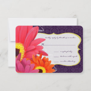 Cartons Réponse Coral Fuchsia Eggplant Gerber Daisy Mariage