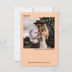 Cartons Réponse Coral Peach Simple Minimaliste Photo Mariage