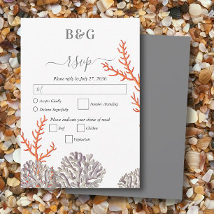 Cartons Réponse Coral Watercolor Beach Mariage moderne
