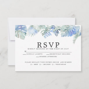 Cartons Réponse Cornflower Blue Tropical Aquarelle Feuilles
