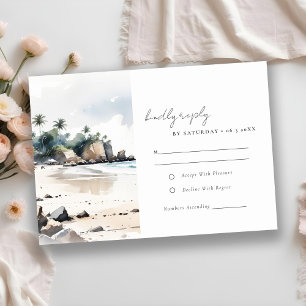 Cartons Réponse Côte Bali Beach Palm Tree Mariage d'aquarelle