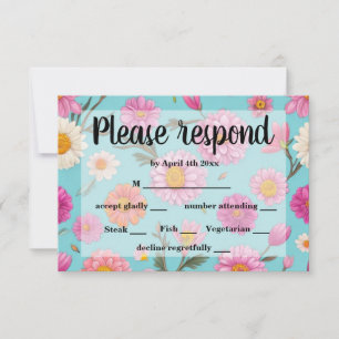 Cartons Réponse Cottage noyau floral blanc marguerites fleurs rose