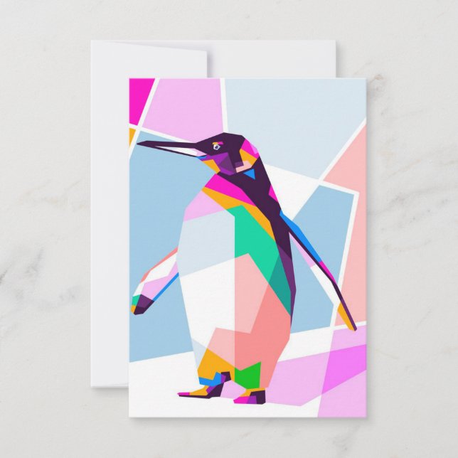 Cartons Réponse Couleur de pingouin géométrique | Cadeau d'art (Devant)