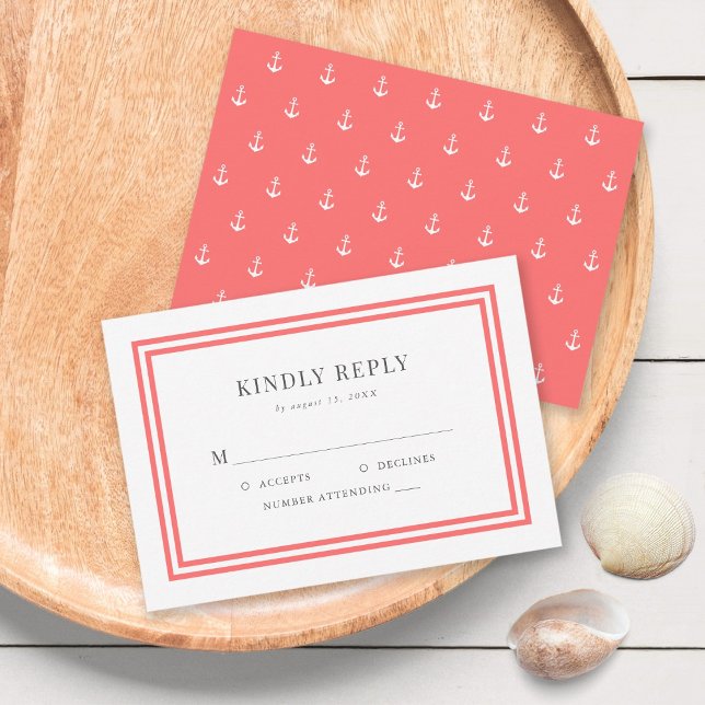 Cartons Réponse Couleur modifiable Mariage d'Ancres classique mode (Créateur téléchargé)