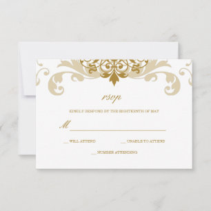 Cartons Réponse Couleur Or Classique Élégant Mariage Ferronnerie