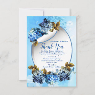 Cartons Réponse Couleurs d'aquarelle bleue HydrangeasCarte de reme