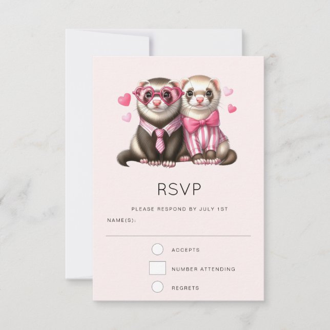 Cartons Réponse Couple Otter mignon en Mariage d'amour (Devant)