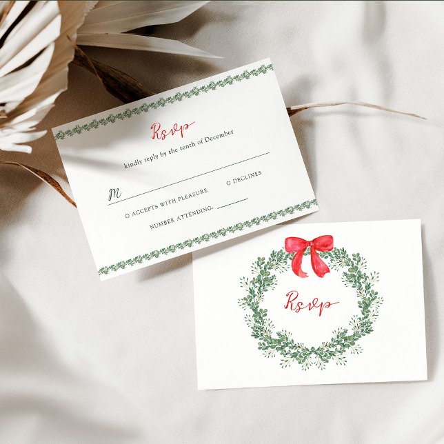 Cartons Réponse Couronne de Noël | Mariage de vacances Whimsical (Créateur téléchargé)