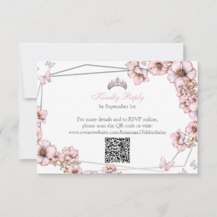 Cartons Réponse Couronne de Quinceañera Papillon Tiara Argent Rose