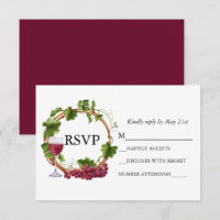Couronne de vignes de mariage aquarelle bordeaux