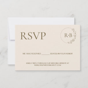 Cartons Réponse Couronne minimale Monogramme Crème tonalité de ter