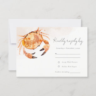 Cartons Réponse Crabe côtière de sable orange rouille Mariage naut