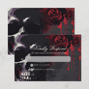 Cartons Réponse Crâne gothique et Rose Élégant Mariage sombre