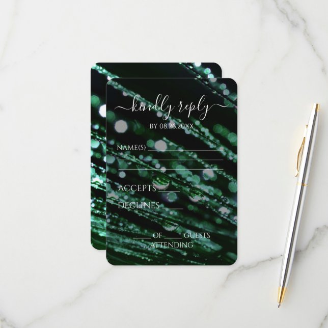 Cartons Réponse Créez votre propre - Bokeh Frosted Branches (Devant/Arrière en situation)