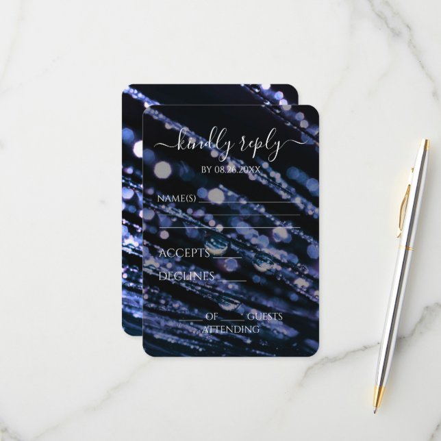 Cartons Réponse Créez votre propre - Bokeh Frosted Branches (Devant/Arrière en situation)