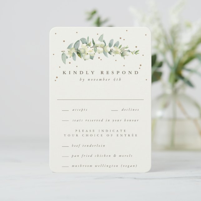 Cartons Réponse Crème Snowberry+Eucalyptus Mariage de tige (Debout devant)