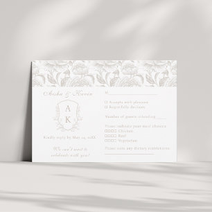 Cartons Réponse Crest Monogram Pale Taupe paysage Mariage