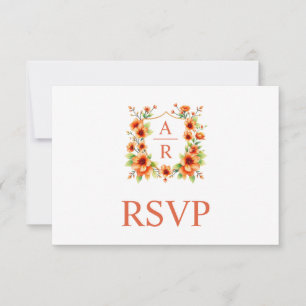 Cartons Réponse Crête de fleur orange et mariage floral code QR