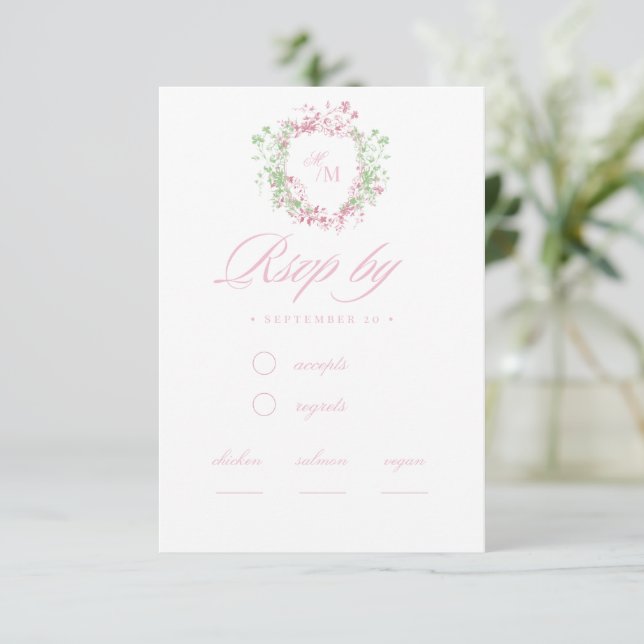 Cartons Réponse Crête de flore française délicate de mariage (Debout devant)