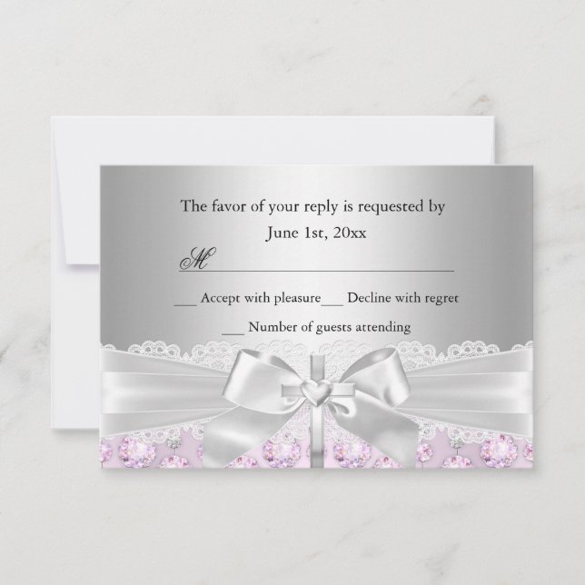 Cartons Réponse Croix de dentelle et bijoux Baptême/Christening RS (Devant)