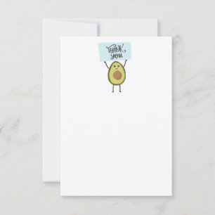 Cartons Réponse Cute Avocado avec signe merci