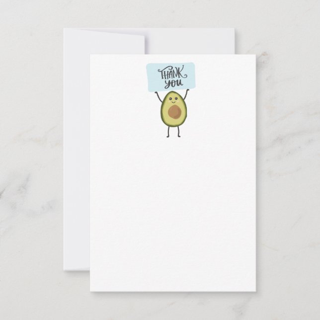 Cartons Réponse Cute Avocado avec signe merci (Devant)