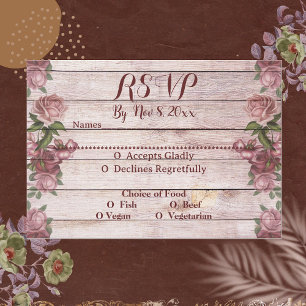 Cartons Réponse Cute Rustic Woodland Rose Mariage campagnard Flora