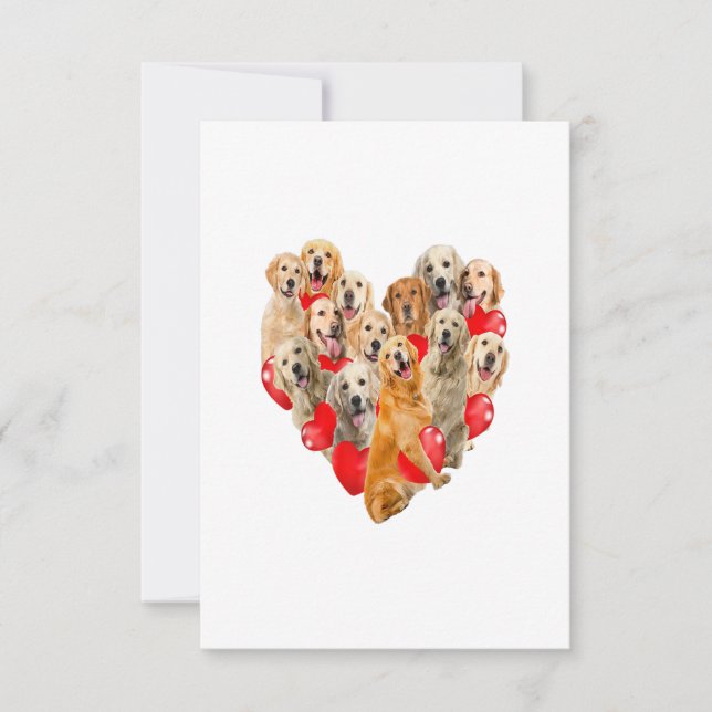 Cartons Réponse Cute Valentines Day Golden Retriever Dog Heart Pup (Devant)