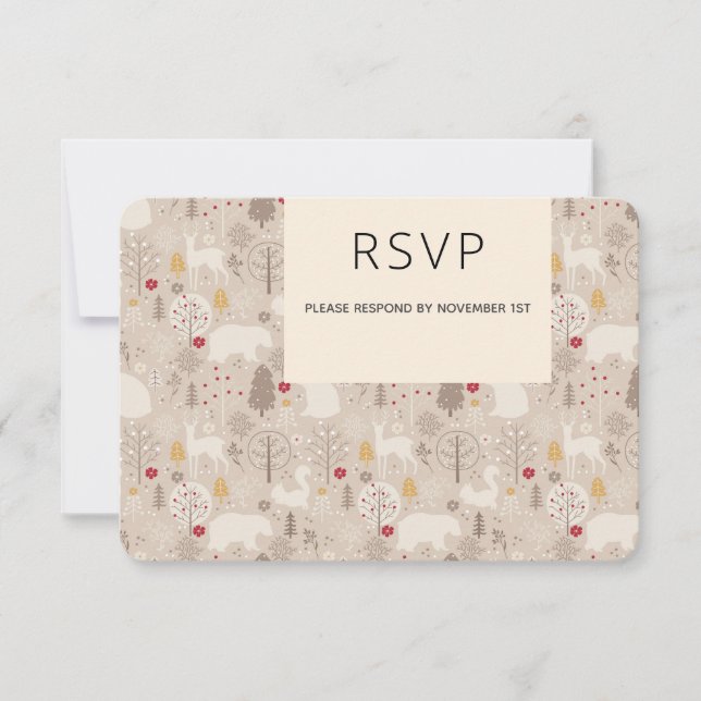Cartons Réponse Cute Woodland Animaux Motifs nordiques Mariage (Devant)