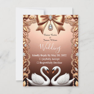 Cartons Réponse 🌸 Cygnes Blancs Rose Gold Mariage