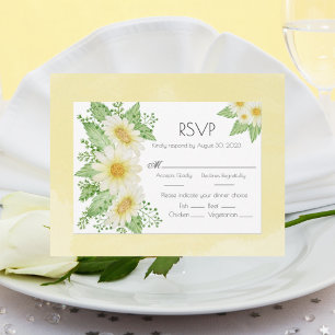 Cartons Réponse Daisies Aquarelle Floral Script Mariage