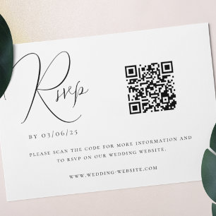 Cartons Réponse Dark Emerald Green Minimaliste Mariage QR Code