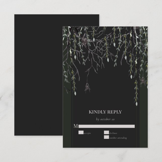 Cartons Réponse Dark Moody Mariage gothique (Devant / Derrière)