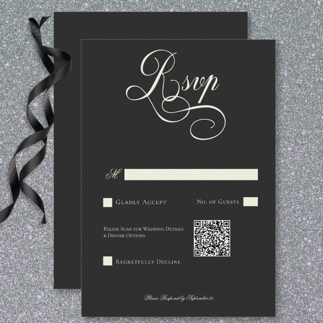 Cartons Réponse Dark Moody Victorian Moon & Sun Mariage QR Code (Dark Moody Victorian Moon & Sun Wedding QR Code RSVP Card)