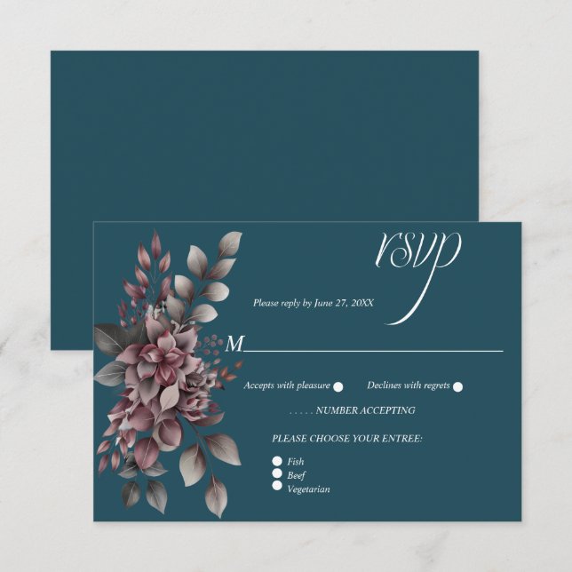 Cartons Réponse Dark Teal, Dusty Purple, Lavender, Sage Floral |  (Devant / Derrière)