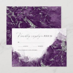 Cartons Réponse Debbie U-W Marble Parties scintillant Mariage Plum